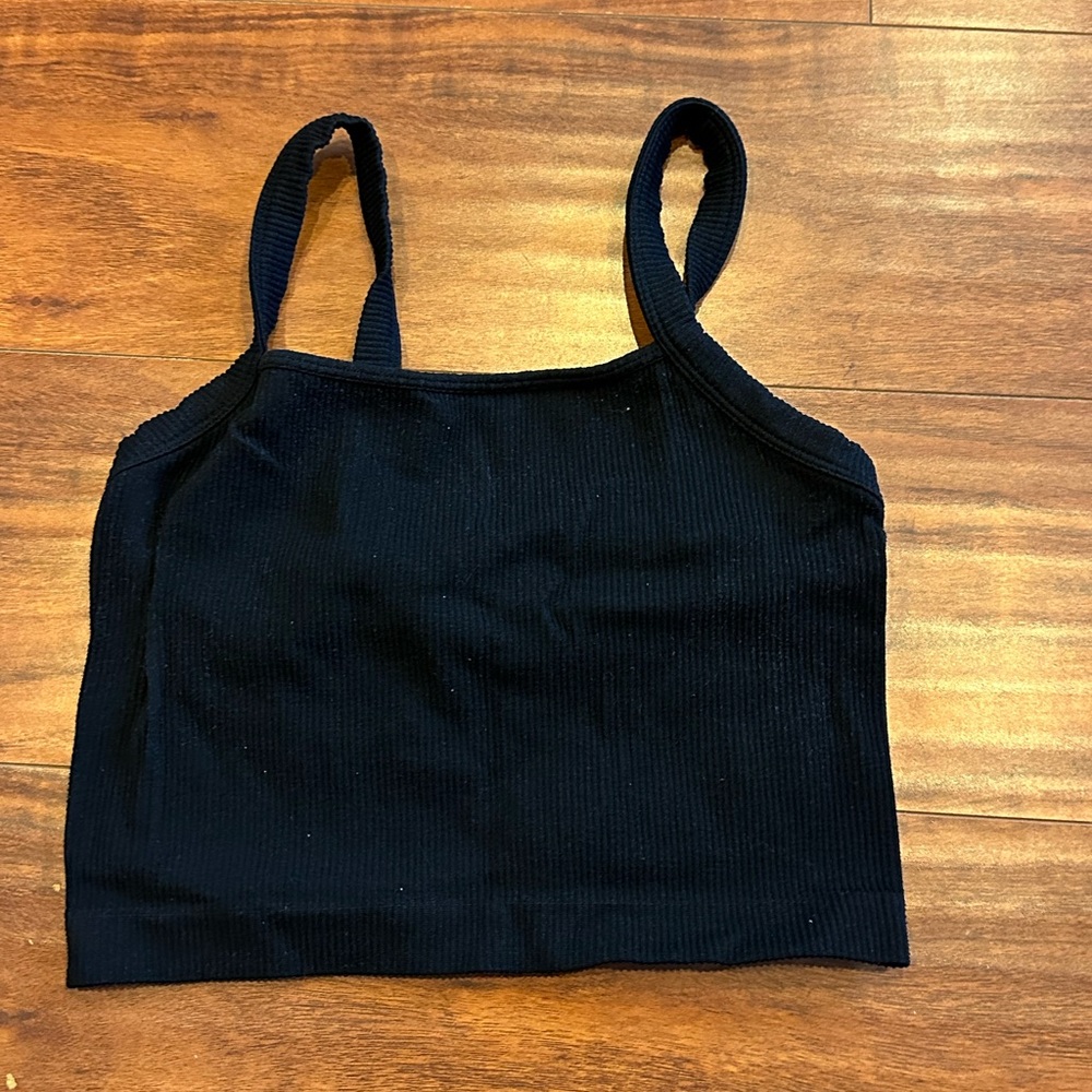 Women’s Colsie Ribbed Black Longline Bralette, Size L.